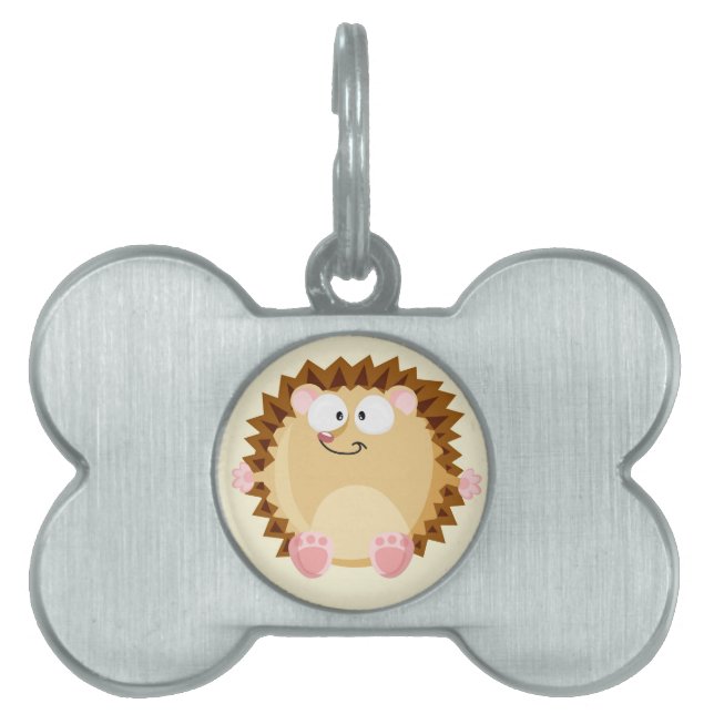 Placa Para Mascotas Erizo lindo del círculo (Frente)