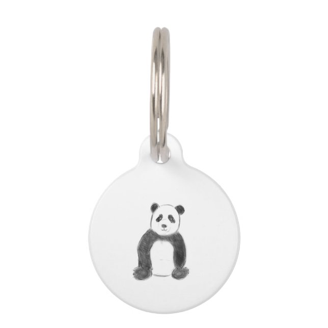 Placa Para Mascotas Esbozo de panda blanco y negro (Anverso)