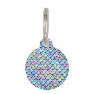 Placa Para Mascotas Escalas de la sirena de la burbuja del arco iris