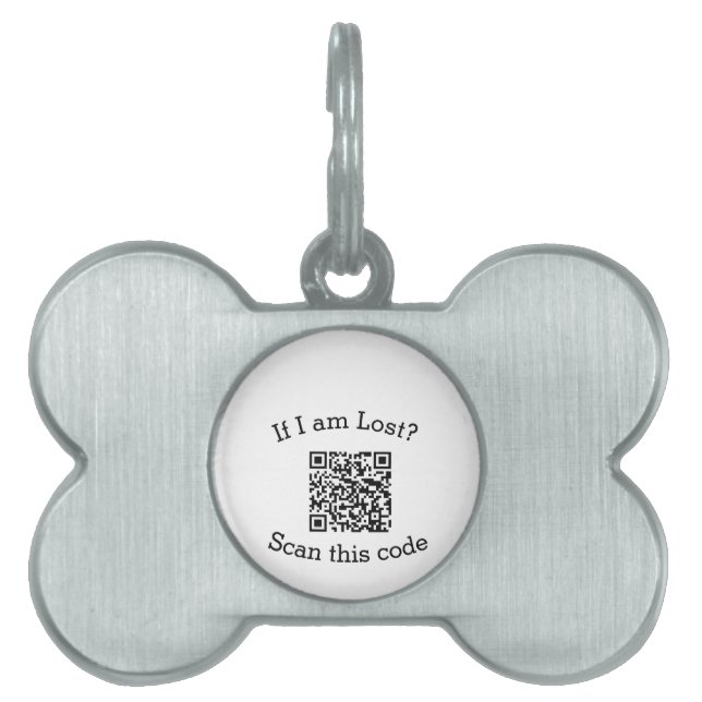 Placa Para Mascotas Escanear código QR perdido encontrado código masco (Frente)