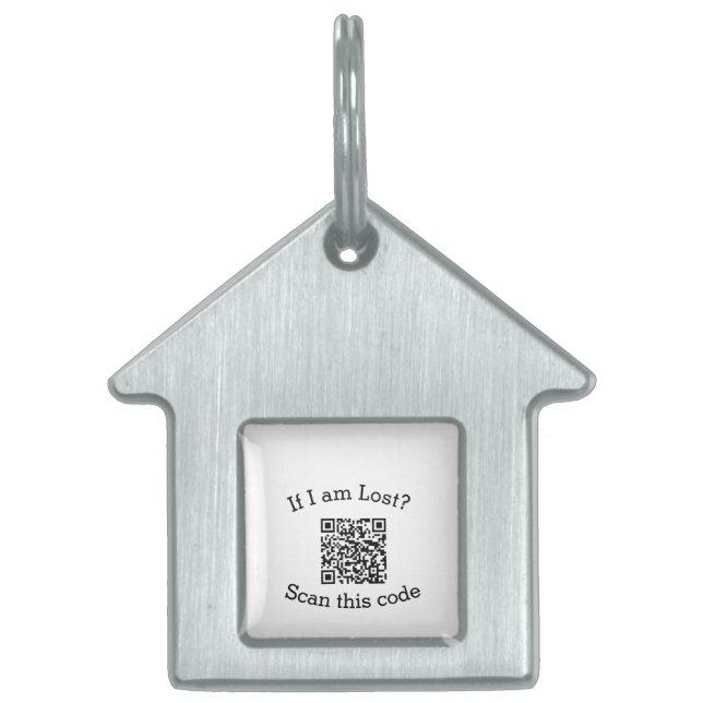 Placa Para Mascotas Escanear código QR perdido me encontró código masc (Frente)