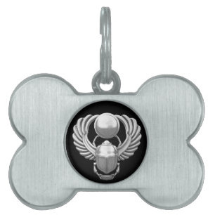 Placa Para Mascotas Escarabajo egipcio de plata