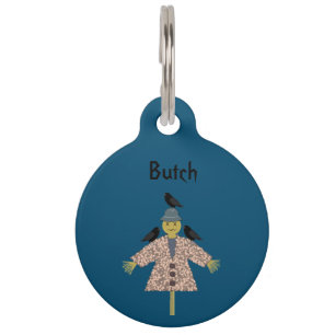 Placa Para Mascotas Escarecrow de paja de Halloween y Personalizado de