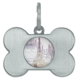 Placa Para Mascotas escritura francesa beige chandelier paris eiffel t