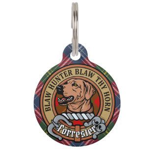 Placa Para Mascotas Escudo de armas del clan Forrester sobre tartán