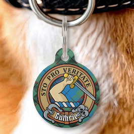Placa Para Mascotas Escudo de armas del clan Guthrie sobre tartán