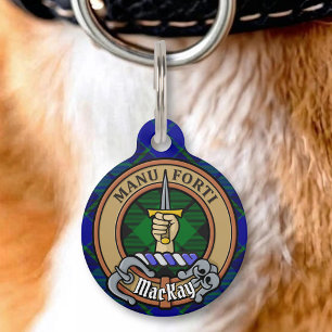 Placa Para Mascotas Escudo de armas del Clan MacKay sobre tartán