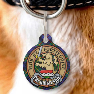 Placa Para Mascotas Escudo de Clan Farquharson sobre Tartán