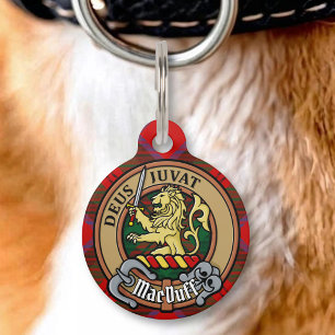 Placa Para Mascotas Escudo de Clan MacDuff sobre Tartán