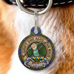 Placa Para Mascotas Escudo de Clan MacInnes sobre Tartán