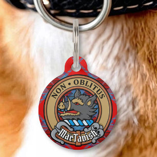 Placa Para Mascotas Escudo de Clan MacTavish sobre Tartán