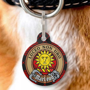 Placa Para Mascotas Escudo del Clan MacLeod de Raasay sobre Tartán