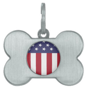 Placa Para Mascotas Escudo patriota de la bandera estadounidense