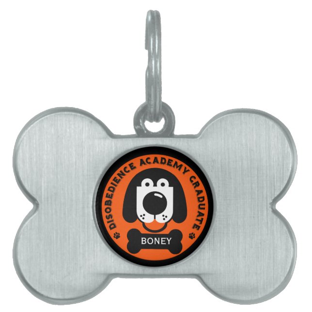 Placa Para Mascotas Escuela de Perros Desobedientes Divertida (Frente)