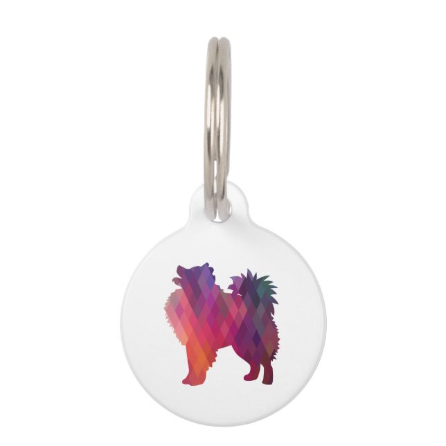 Placa Para Mascotas Eskimo Dog Geo Silhouette Purple (Anverso)