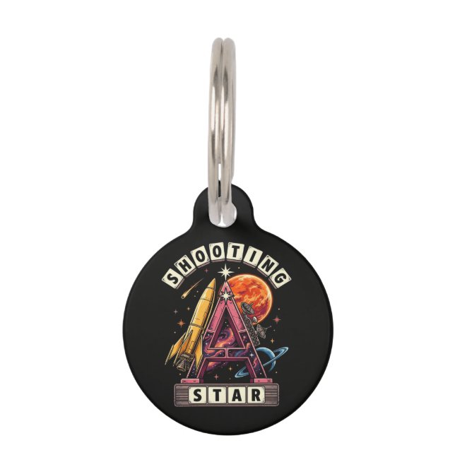 Placa Para Mascotas Espacio de estrella fugaz (Anverso)