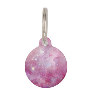 Placa Para Mascotas Espacio Estrellado Luz Rosa Estrellas Acuarela Gal