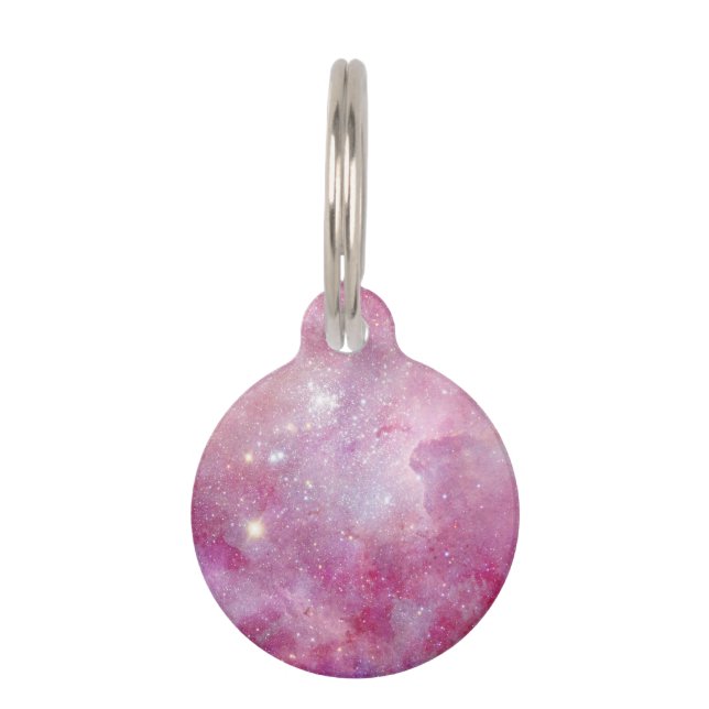 Placa Para Mascotas Espacio Estrellado Luz Rosa Estrellas Acuarela Gal (Anverso)