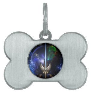 Placa Para Mascotas Espada De Ángel Wing De La Etiqueta De Mascota Esp