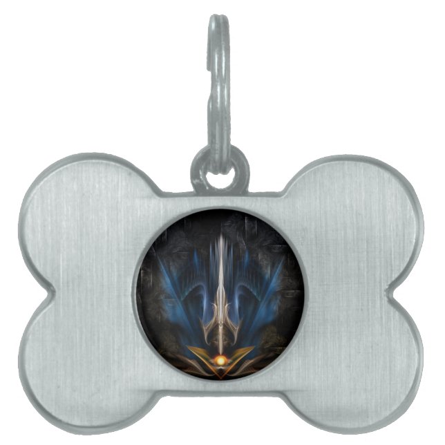 Placa Para Mascotas Espada de arte fractal ligero (Frente)
