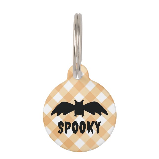 Placa Para Mascotas Espeluznante Bat de Halloween (Anverso)