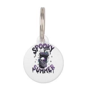 Placa Para Mascotas Espeluznante verano gracioso meme esqueleto café G