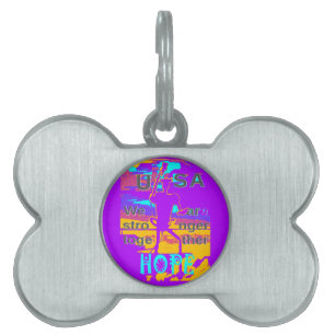 Placa Para Mascotas Esperanza psicodélica de EEUU: Arte Neon Unity
