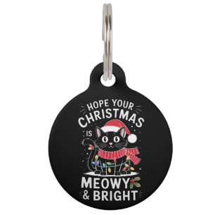 Placa Para Mascotas Espero Que Tu Navidad Sea Felina y Brillante Gato 