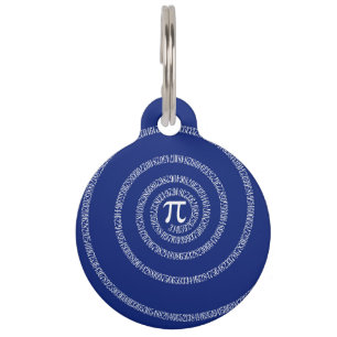 Placa Para Mascotas Espiral de los números para el pi en azules