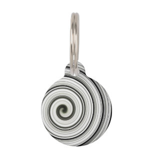 Placa Para Mascotas Espiral en blanco y negro