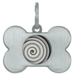 Placa Para Mascotas Espiral en blanco y negro