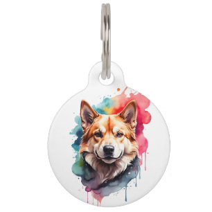 Placa Para Mascotas Esplash de tinta de retrato de arte de salpicadura