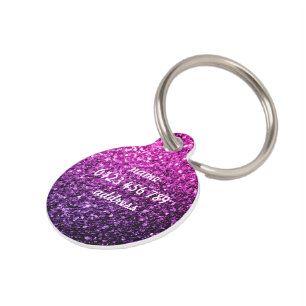Placa Para Mascotas Espuma de purpurina rosa morado Ombre falso Person