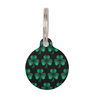 Placa Para Mascotas Espuma verde esmeralda Patrón de Shamrock negro