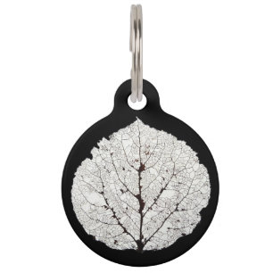 Placa Para Mascotas Esqueleto de hoja de pluma 1