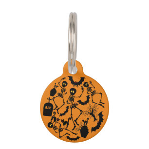 Placa Para Mascotas Esqueletos de Halloween Danza macabra