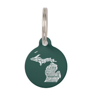 Placa Para Mascotas Estado Verde de las ciudades de Michigan