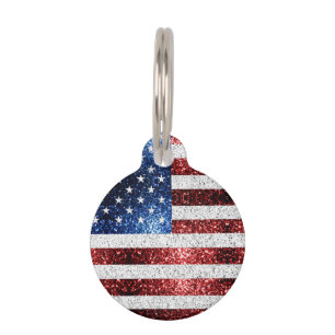 Placa Para Mascotas Estados Unidos bandera azul rojo brillante purpuri