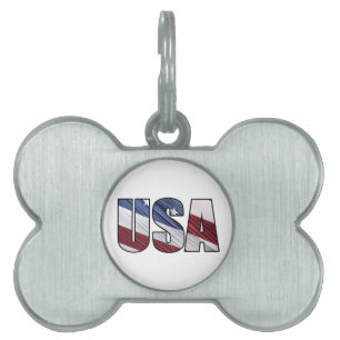 Placa Para Mascotas Estados Unidos: Bandera Patriótica Americana Roja