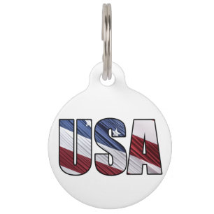 Placa Para Mascotas Estados Unidos: Bandera Patriótica Americana Roja 