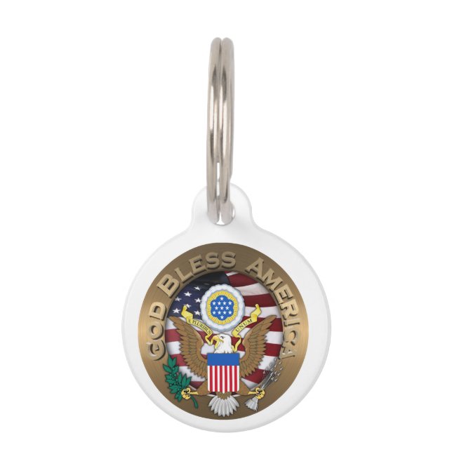 Placa Para Mascotas Estados Unidos de América Seal - Dios bendiga a Am (Anverso)