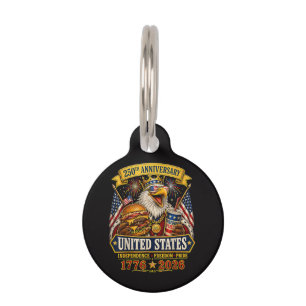 Placa Para Mascotas estadounidense 1776 2026 250º 4 de julio Día de la