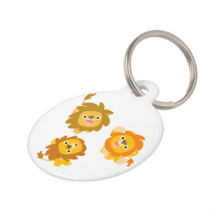 Placa Para Mascotas "¡Estamos aquí!" Cute Personalizado Lions Dog Tag