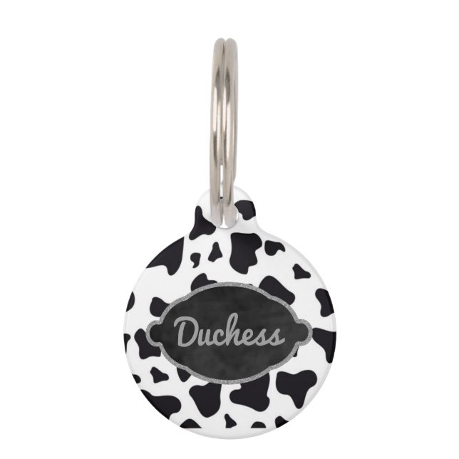 Placa Para Mascotas Estampado de animales del modelo de la vaca para (Anverso)