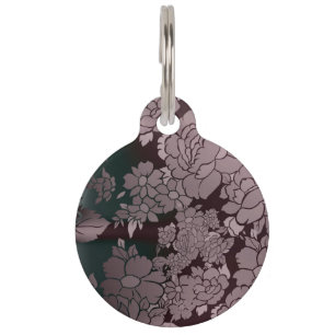 Placa Para Mascotas Estampado de flores fluorescente hermoso