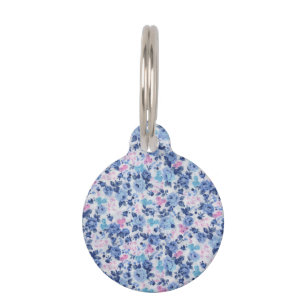 Placa Para Mascotas Estampado de flores lindo rosado azul de los rosas