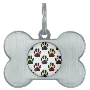 Placa Para Mascotas Estampado de huellas de patas de confeti y serpent