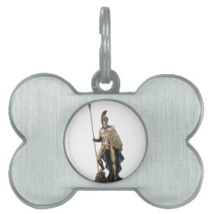 PLACA PARA MASCOTAS ESTATUA GRIEGA DE DIOS DEL GUERRERO DE ARES