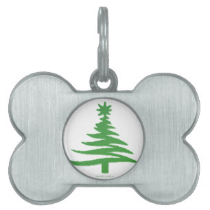 Placa Para Mascotas Esténcil de árbol de Navidad moderno Imprimir verd