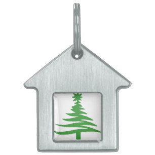 Placa Para Mascotas Esténcil de árbol de navidad verde
